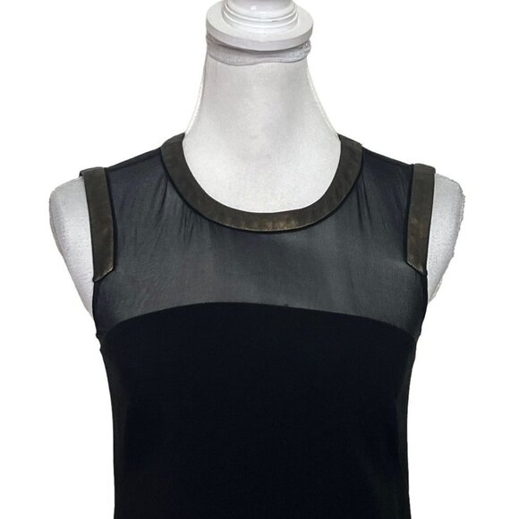 Sandro Paris Silk Mini Dress Black Women’s Size Small Crew Neck Flounce Hem - Picture 3 of 12